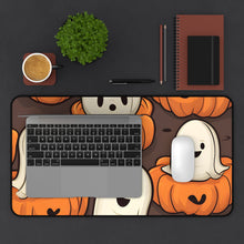 DistinctInk Desk Mat with Haunted Skeleton Pumpkin Patch Design for Halloween
