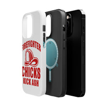 DistinctInk ToughCase for Apple iPhone, Compatible with MagSafe Charging - Firefighter Chicks Kick ASH