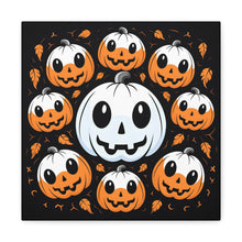 DistinctInk Canvas Wall Art with Ghost Skeleton Cartoon Pumpkin for Halloween