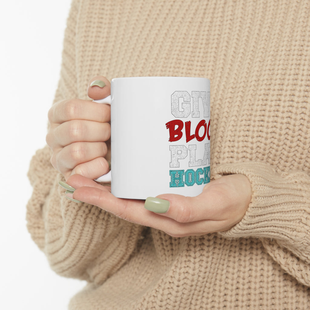 Glossy White Coffee / Tea Mug - Give Blood Play Hockey, view 10