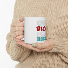 DistinctInk Glossy White Coffee / Tea Mug - Give Blood Play Hockey