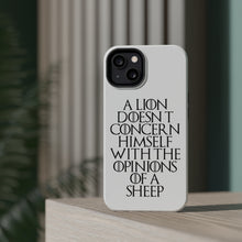 DistinctInk ToughCase for Apple iPhone, Compatible with MagSafe Charging - Lion Doesn't Concern With Opinions Sheep