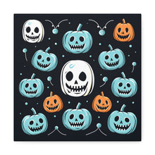 DistinctInk Canvas Wall Art with Skele-Ghostly Pumpkin Patch for Halloween