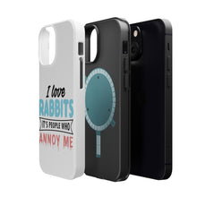 DistinctInk ToughCase for Apple iPhone, Compatible with MagSafe Charging - Love Rabbits - People Annoy Me