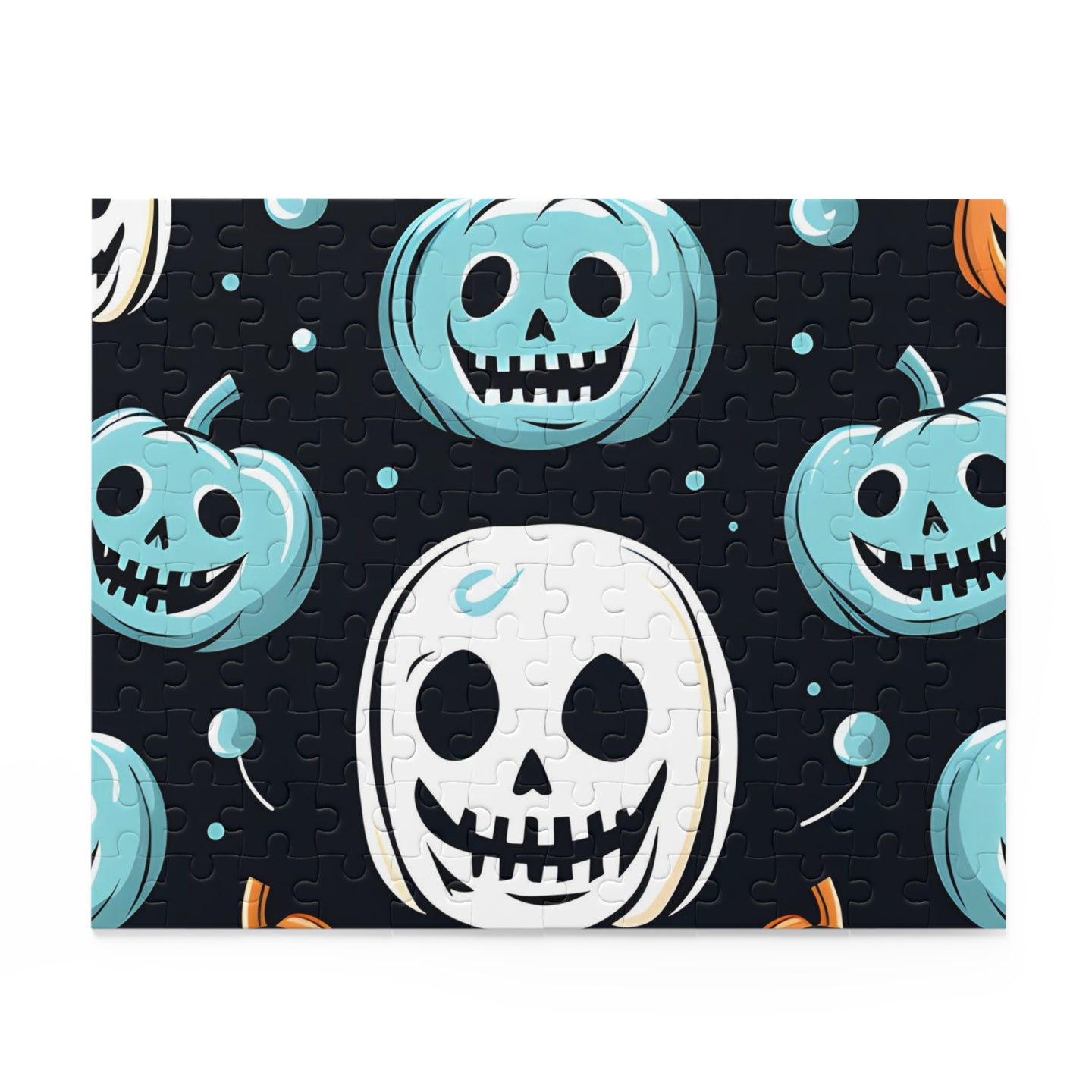DistinctInk Jigsaw Puzzle with Skele-Ghostly Pumpkin Patch Design for Halloween