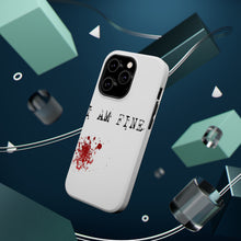 DistinctInk ToughCase for Apple iPhone, Compatible with MagSafe Charging - I Am Fine - Blood Splatter