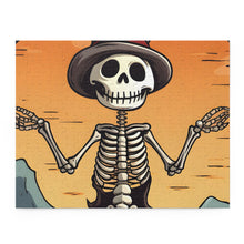 DistinctInk Jigsaw Puzzle with Skelefun Halloween Design for Halloween