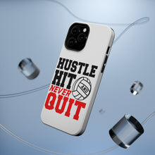 DistinctInk ToughCase for Apple iPhone, Compatible with MagSafe Charging - Hustle Hit Never Quit Volleyball