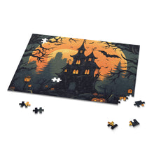 DistinctInk Jigsaw Puzzle with Spooky Trick or Treating Design for Halloween