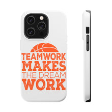 DistinctInk ToughCase for Apple iPhone, Compatible with MagSafe Charging - Teamwork Makes the Dream Work Basketball