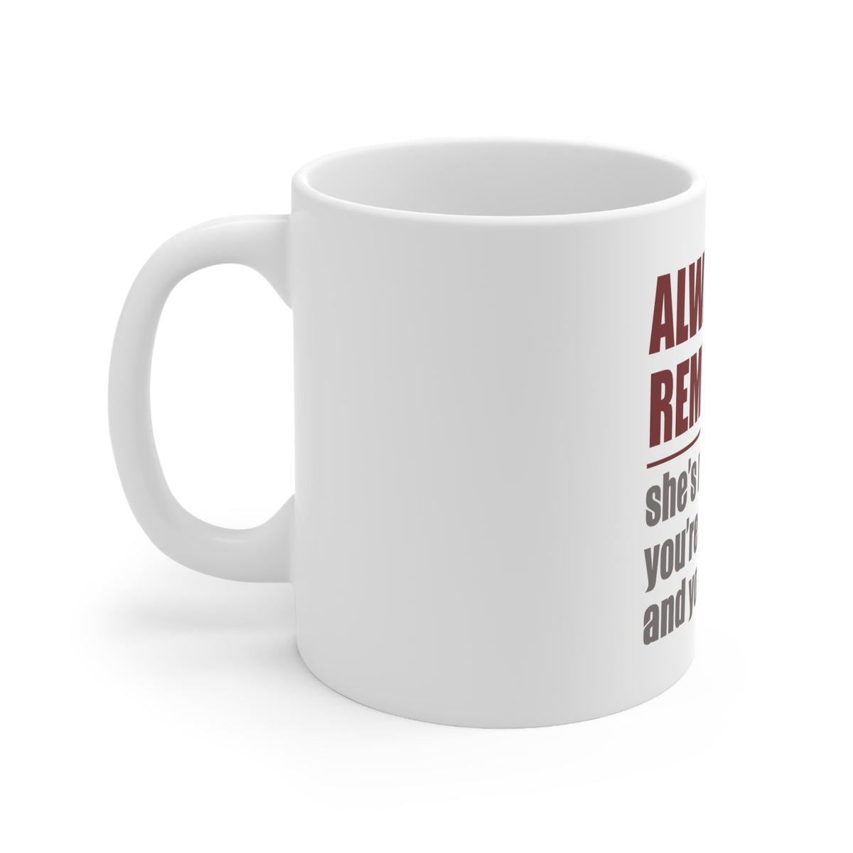 Glossy White Coffee / Tea Mug - Remember: She's Right You're Wrong, view 2
