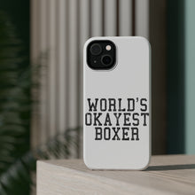 DistinctInk ToughCase for Apple iPhone, Compatible with MagSafe Charging - World's Okayest Boxer