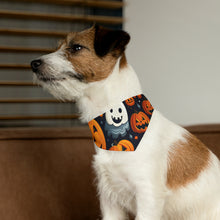 DistinctInk Adjustable Pet Banana Collar with Spooky Halloween Night Design for Halloween