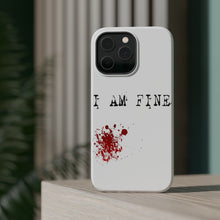 DistinctInk ToughCase for Apple iPhone, Compatible with MagSafe Charging - I Am Fine - Blood Splatter