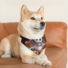 DistinctInk Adjustable Pet Banana Collar with Trick or Treat Ghost-O-Lantern Design for Halloween