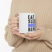 DistinctInk Glossy White Coffee / Tea Mug - Eat Sleep Hockey Repeat