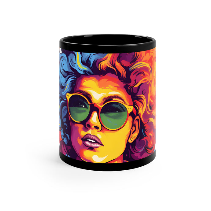 DistinctInk Black Coffee Mug - A World of Words for LGBTQ+ Pride