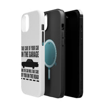 DistinctInk ToughCase for Apple iPhone, Compatible with MagSafe Charging - Take Care of the Car, Car Take Care of the Road