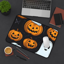 DistinctInk Desk Mat with Ghost Skeleton Cartoon Pumpkin Design for Halloween