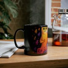 DistinctInk Black Coffee Mug - Finding Your Purpose in Life for Halloween LGBTQ+ Pride