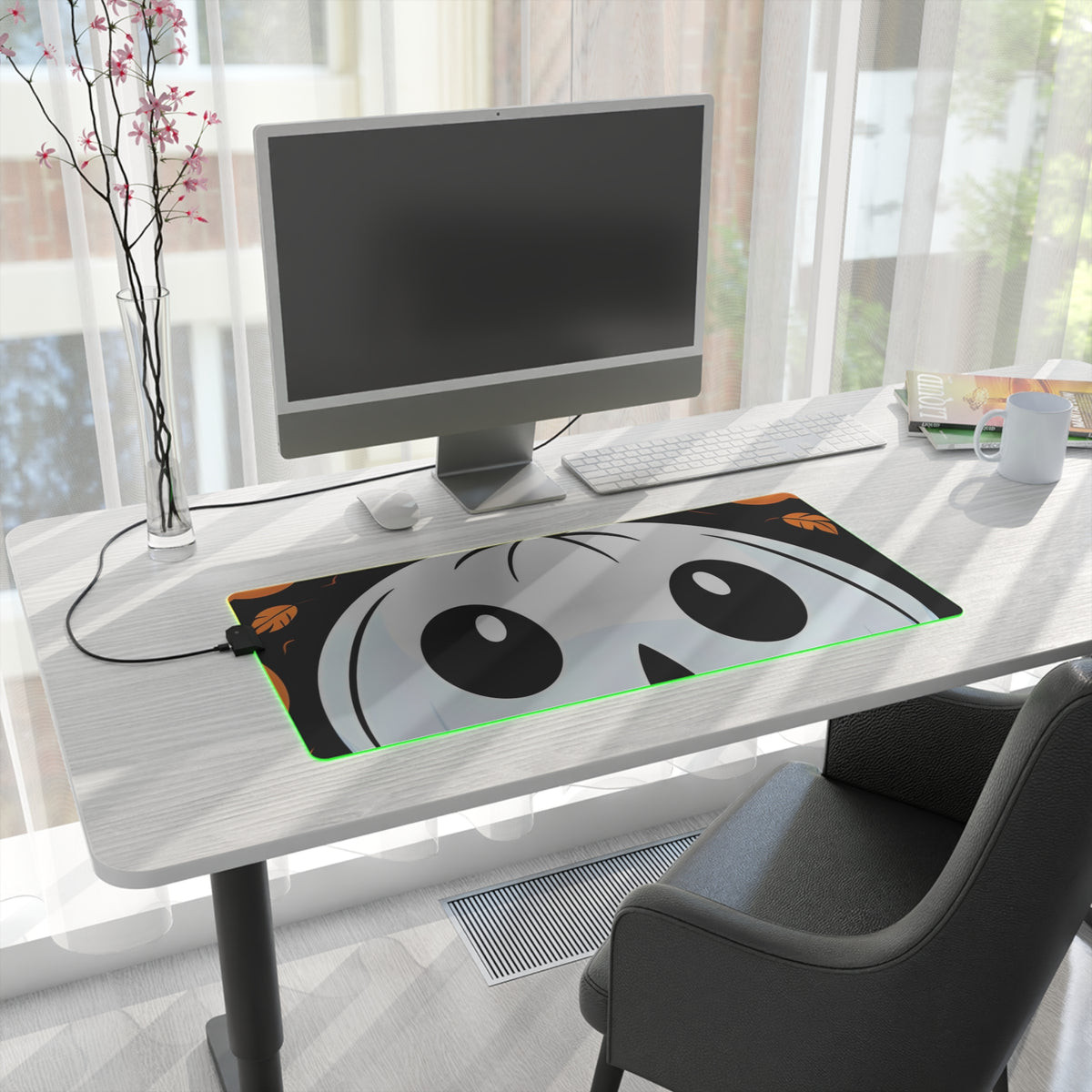 LED Gaming Mouse Pad with Ghost Skeleton Cartoon Pumpkin Design for Halloween, view 16