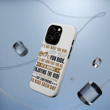 DistinctInk ToughCase for Apple iPhone, Compatible with MagSafe Charging - Not What Your Ride, That You Ride Motorcycle