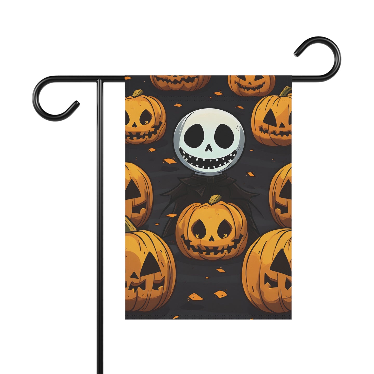 DistinctInk Garden & House Banner / Flag with Ghastly Skeleton Pumpkins Design for Halloween