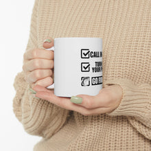 DistinctInk Glossy White Coffee / Tea Mug - Call in Sick, Turn Off Phone, Go Fishing