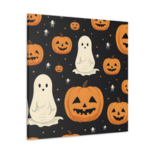 DistinctInk Canvas Wall Art with Spooky Skeleton Pumpkin Patch for Halloween