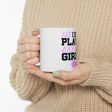 DistinctInk Glossy White Coffee / Tea Mug - Volleyball Yes I Do Play Like a Girl