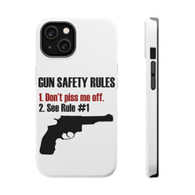 DistinctInk ToughCase for Apple iPhone, Compatible with MagSafe Charging - Gun Safety Rules, Don't Piss Me Off