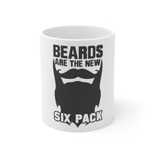 DistinctInk Glossy White Coffee / Tea Mug - Beards are the New Six Pack