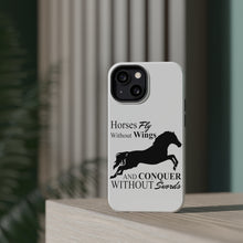 DistinctInk ToughCase for Apple iPhone, Compatible with MagSafe Charging - Horses Fly Without Wings