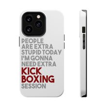 DistinctInk ToughCase for Apple iPhone, Compatible with MagSafe Charging - People Are Stupid Need Extra Kick Boxing