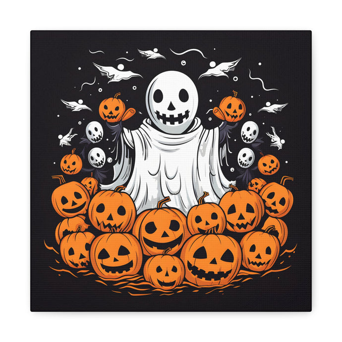 DistinctInk Canvas Wall Art with Ghost Skeleton Pumpkins for Halloween