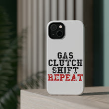 DistinctInk ToughCase for Apple iPhone, Compatible with MagSafe Charging - Gas Clutch Shift Repeat