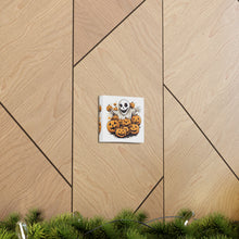 DistinctInk Canvas Wall Art with Ghostly Skeleton and Pumpkins for Halloween