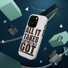 DistinctInk ToughCase for Apple iPhone, Compatible with MagSafe Charging - All It Takes Is All You've Got Baseball