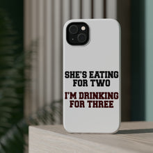 DistinctInk ToughCase for Apple iPhone, Compatible with MagSafe Charging - She's Eating For Two, I'm Drinking for 3