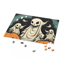 DistinctInk Jigsaw Puzzle with Spooky Skeleton Pumpkins Design for Halloween