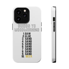 DistinctInk ToughCase for Apple iPhone, Compatible with MagSafe Charging - Guides to Woodworking Saw Glue Sand Beer