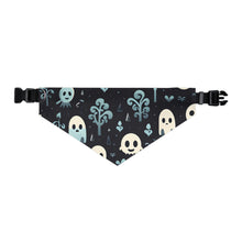 DistinctInk Adjustable Pet Banana Collar with Ghastly Skeletal Shadows Design for Halloween
