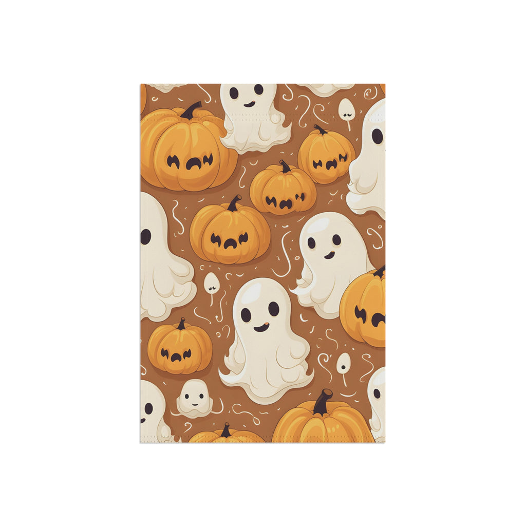 Garden & House Banner / Flag with Ghastly Skeleton Pumpkin Cartoon Design for Halloween, view 4