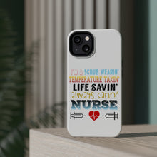 DistinctInk ToughCase for Apple iPhone, Compatible with MagSafe Charging - Scrub Wearing Temp Taking Life Saving Nurse