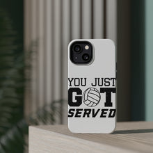 DistinctInk ToughCase for Apple iPhone, Compatible with MagSafe Charging - You Just Got Served Volleyball
