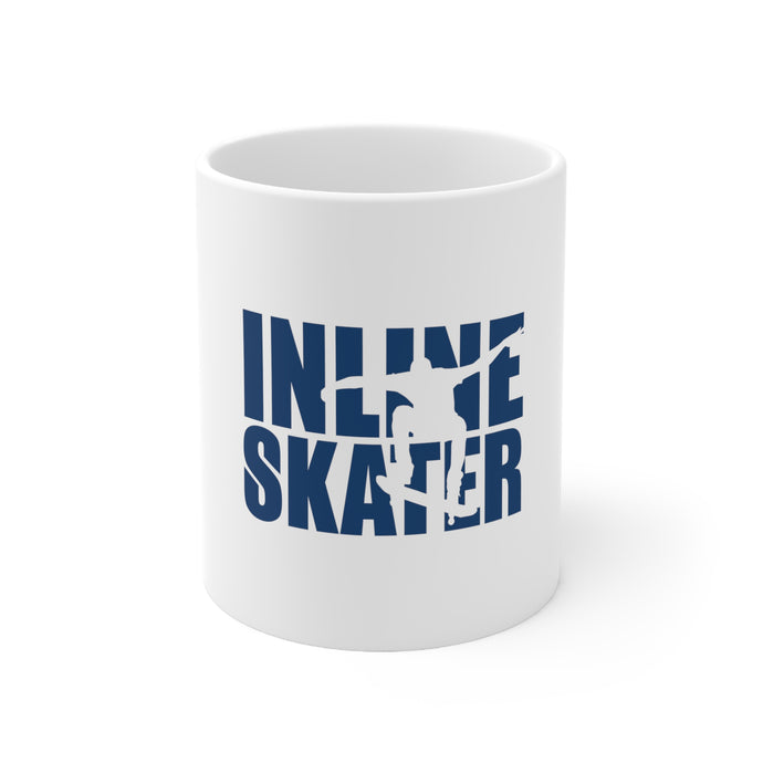 DistinctInk Glossy White Coffee / Tea Mug - Inline Skater - Skating