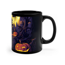 DistinctInk Black Coffee Mug - Ghostly Ghouls in the Graveyard for Halloween