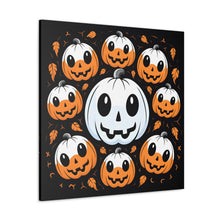 DistinctInk Canvas Wall Art with Ghost Skeleton Cartoon Pumpkin for Halloween