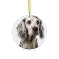 Hanging Ceramic Christmas Tree Ornament with Gold String - English Setter Design