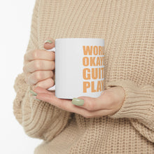 DistinctInk Glossy White Coffee / Tea Mug - World's Okayest Guitar Player
